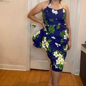 VintageGal Clothing Blue Sarong Dress